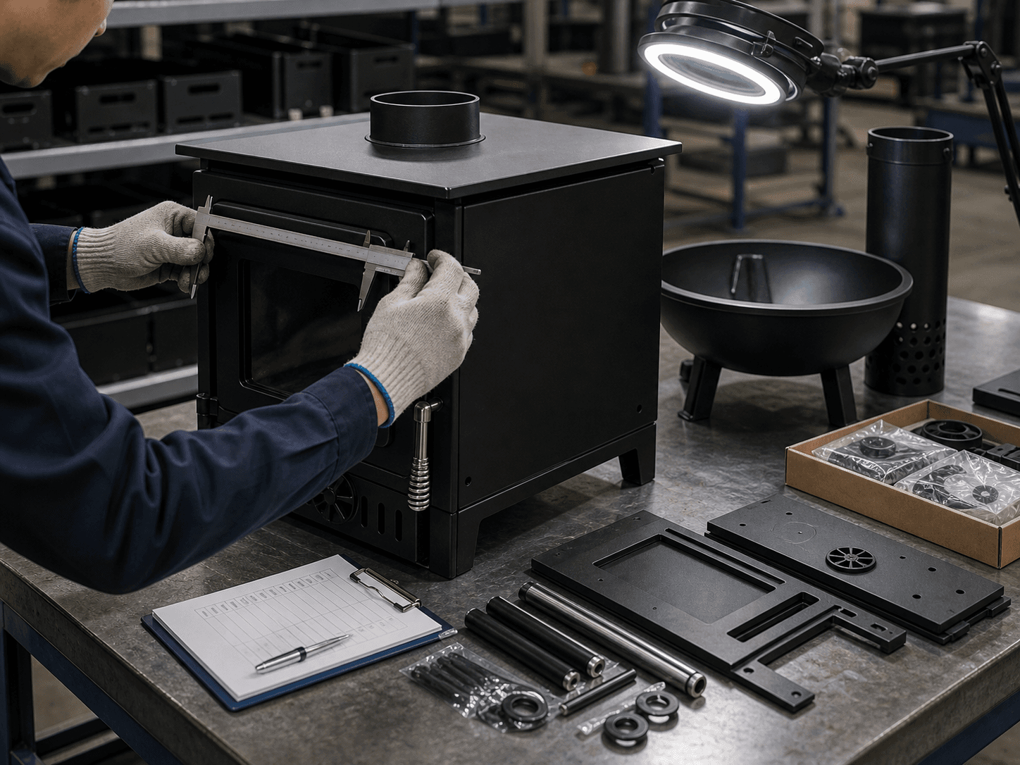 Quality inspection for outdoor stove and fire pit manufacturing