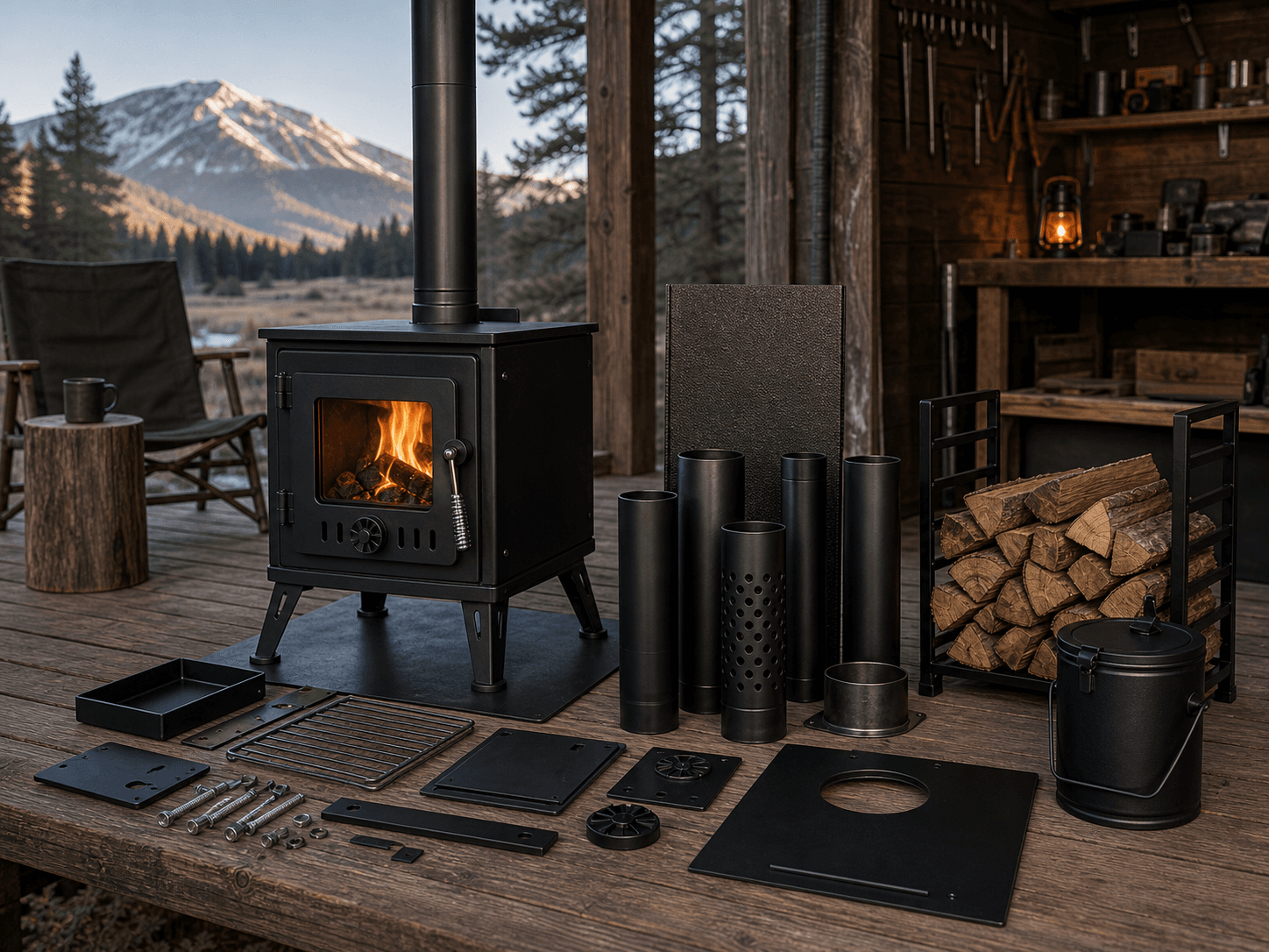 Wood burning stove products for cabin and workshop heating use