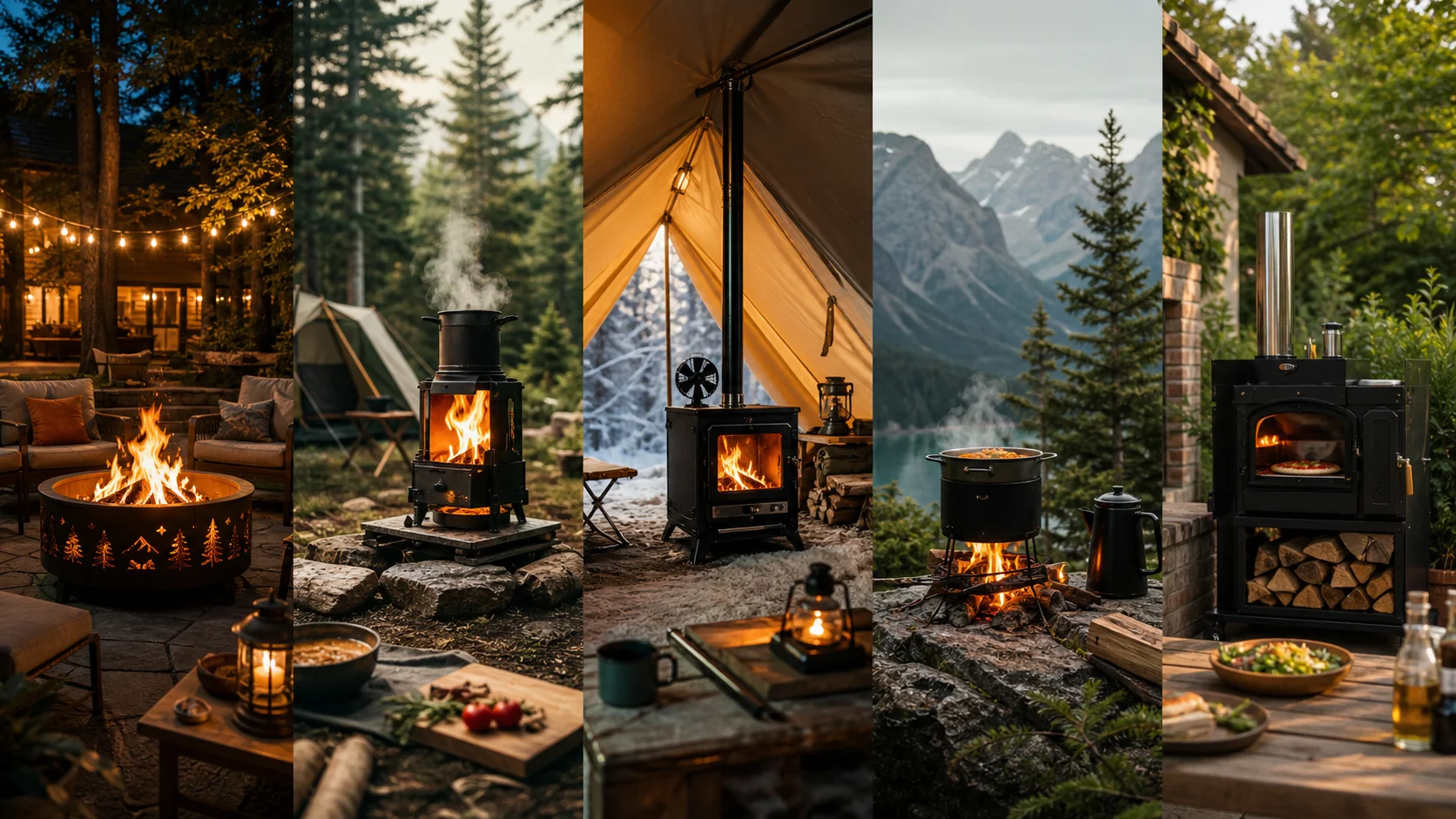 Outdoor-Feuerprodukte von GoldFireStoves für Garten, Camping, Zeltheizung und Kochen