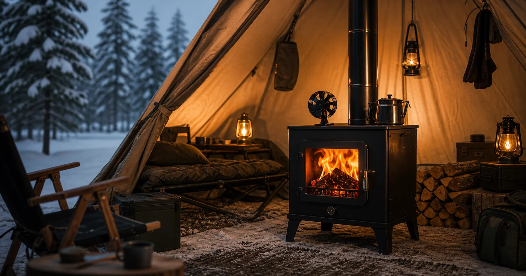 Zeltofensystem für winterliche Einsätze