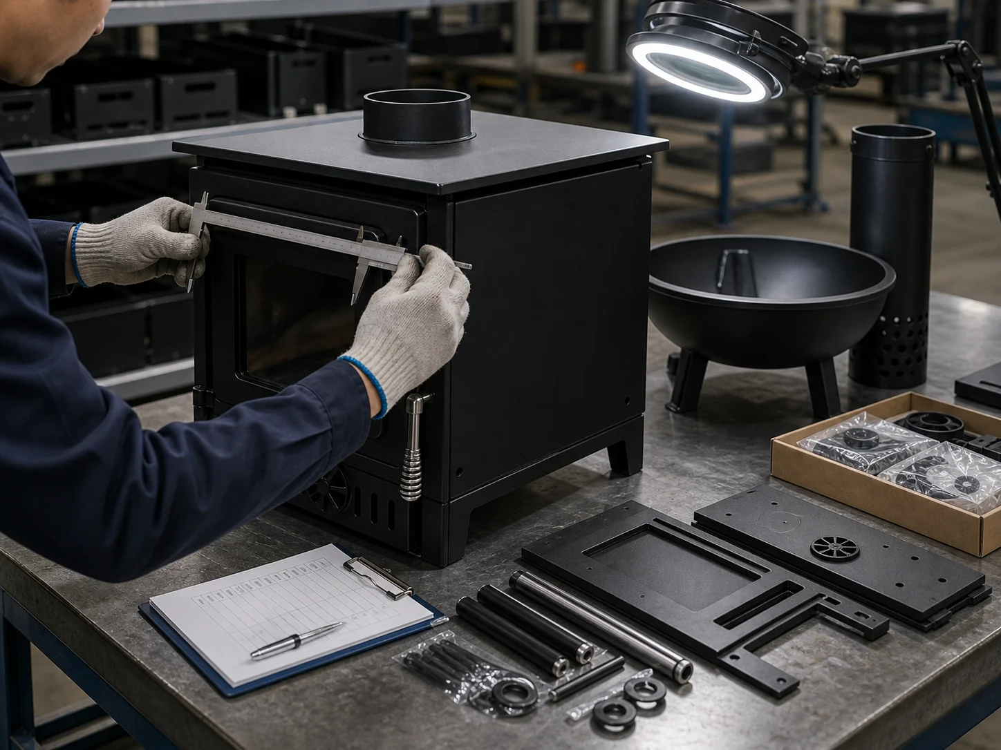 Quality inspection for outdoor stove and fire pit manufacturing