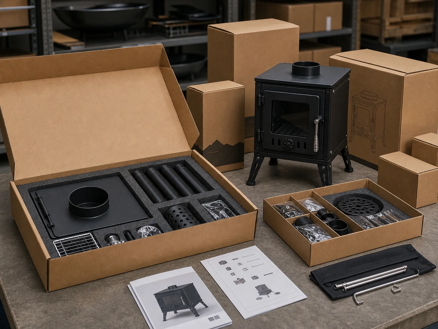 Private label packaging configuration for outdoor stove products