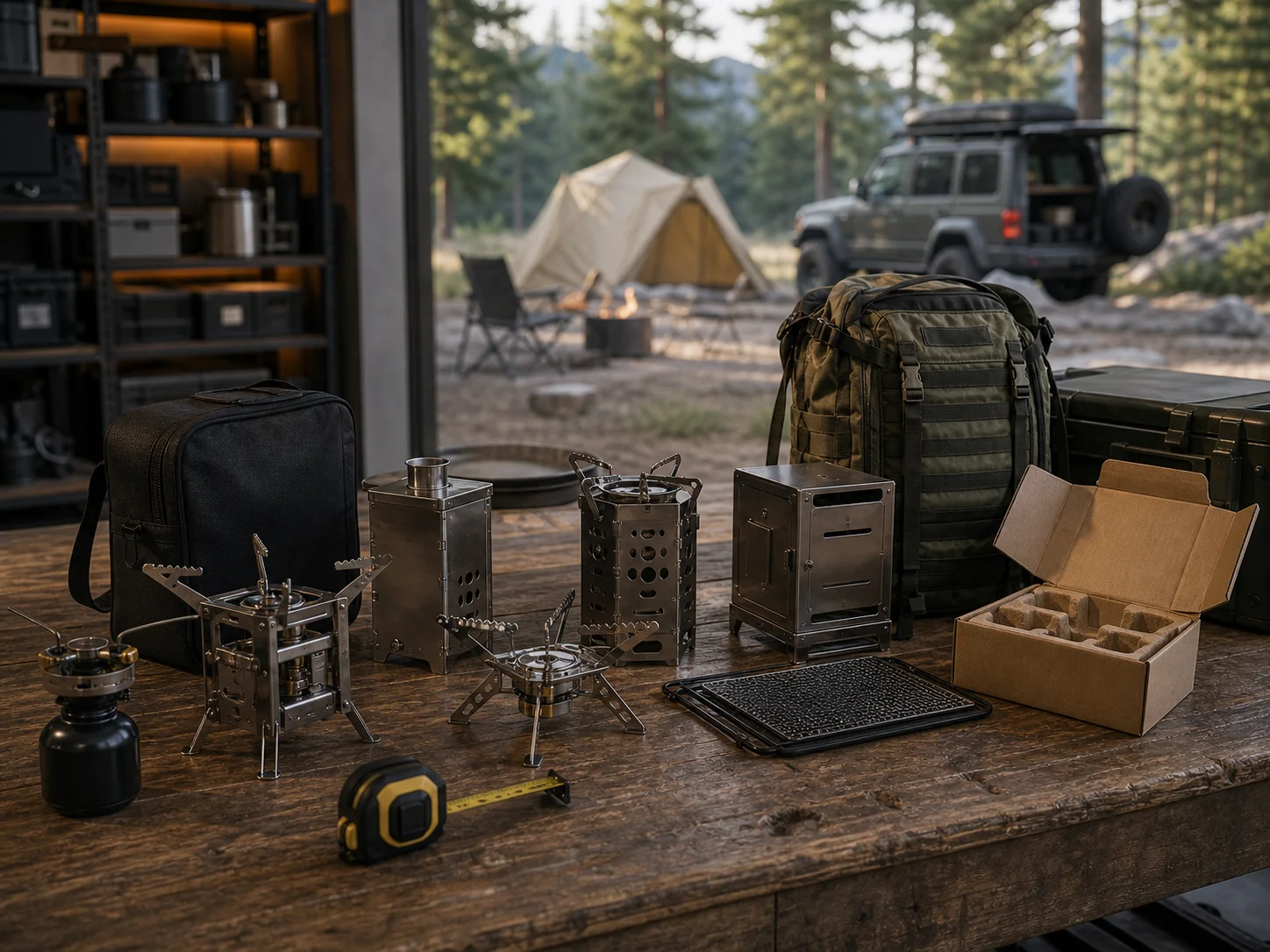 Compact camping stove products with carry bag and pack size planning