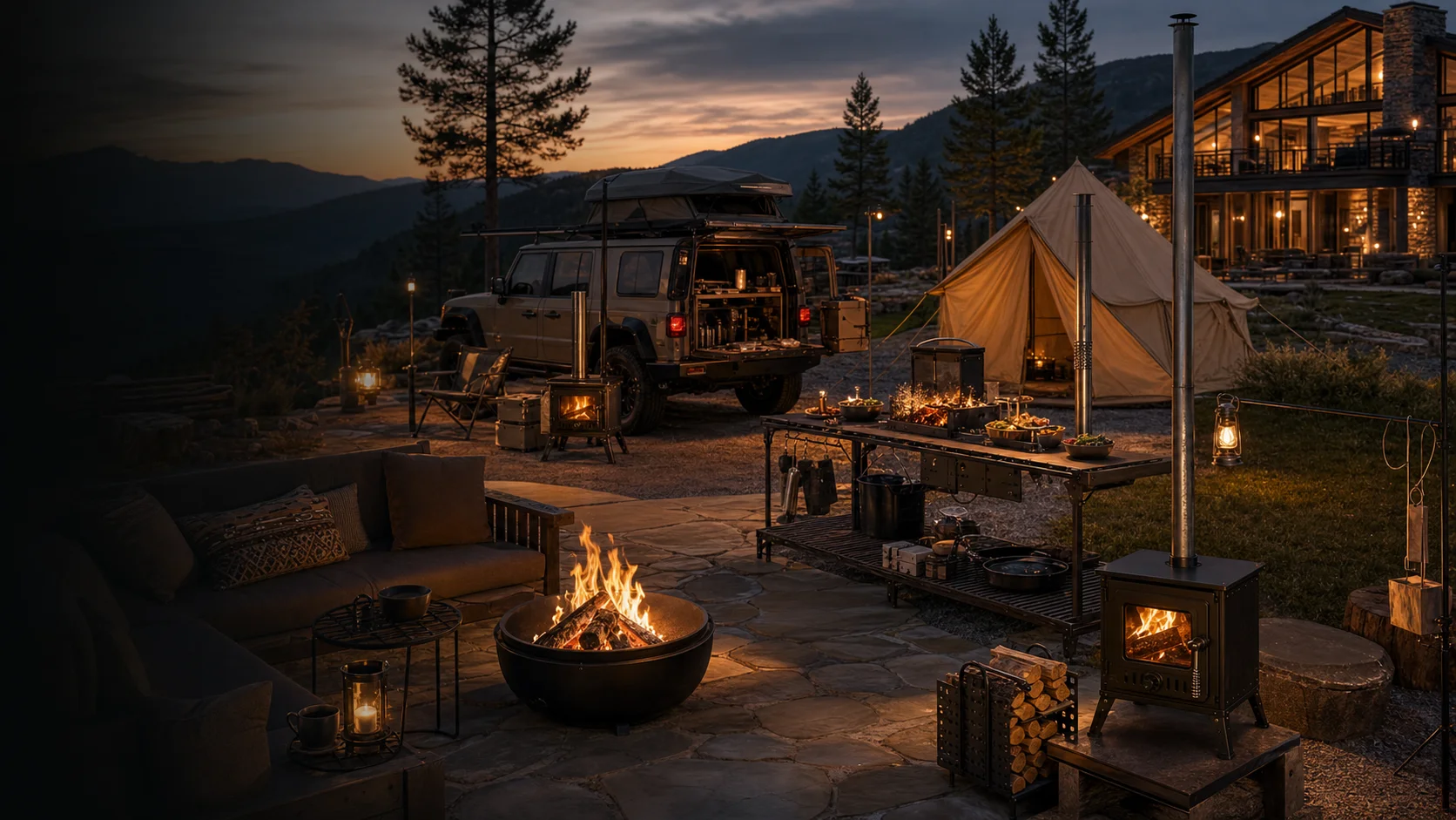 Productos de fuego exterior para terraza, camping, tienda de invierno y cocina