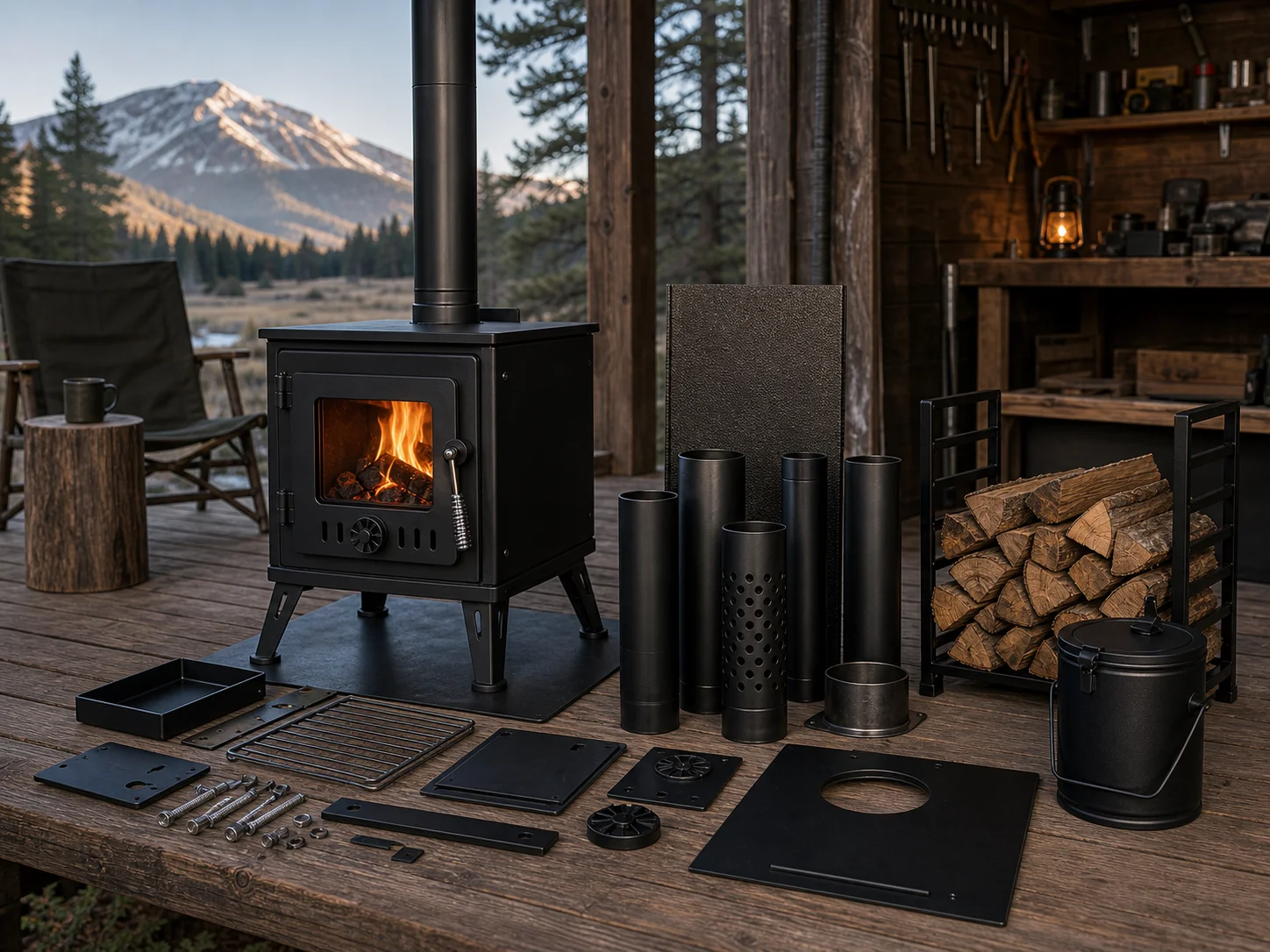 Poêles à bois destinés au chauffage de chalets et d’ateliers